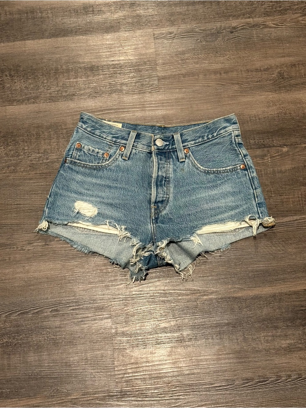 Levi's Women's Light Blue Distressed Denim Cutoff Shorts